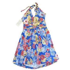 NWT Alfred Angelo halter floral sundress size 14 blue blossom dress